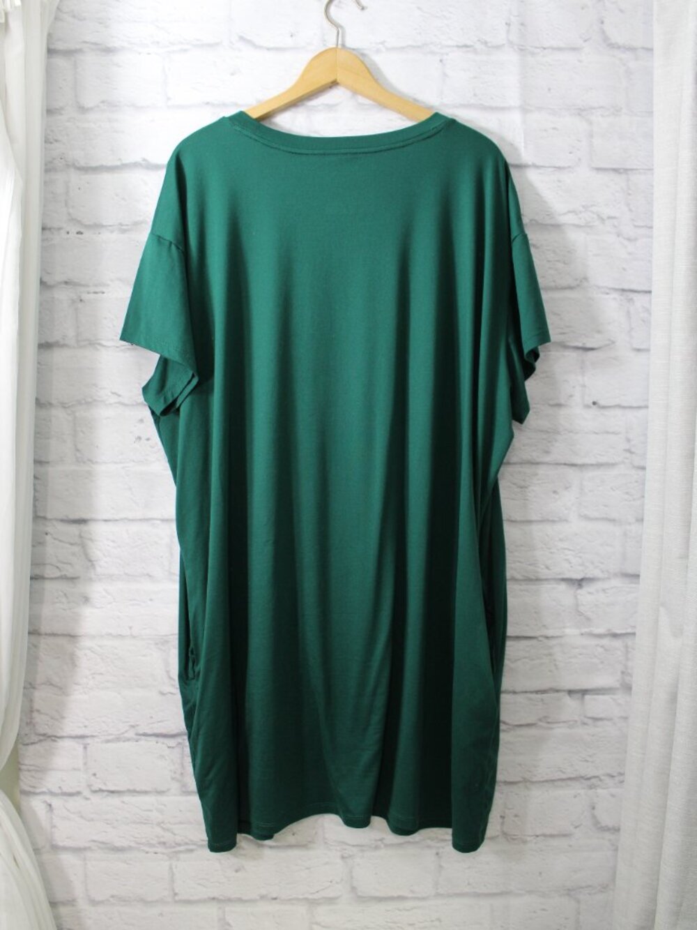 Joyspun 2X/3X Green Holiday Christmas Shortsleeve Lightweight Short Nightgown - Picture 6 of 8